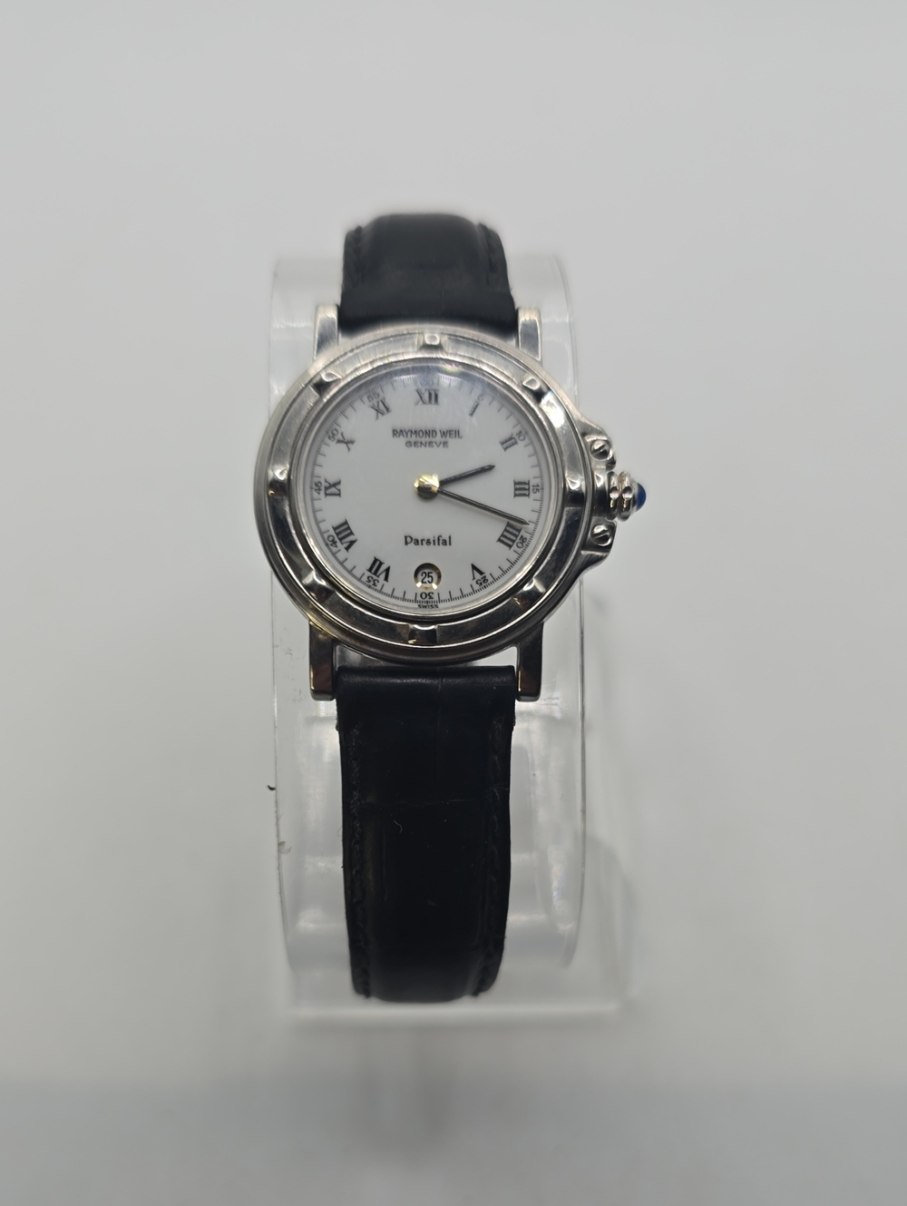 Raymond Weil Parsifal White Dial Silver Case Black Strap Watch